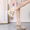 HINDOLA Womens Summer Espadrille Sandals Platform Casual Lace Up Closed Toe High Heel Beach Shoes Sandals for Women Wedge view 3