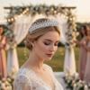 QXMYOO Vintage Women Wedding Tiaras Silver Cubic Zirconia Pageant Crowns Sweet 16 Birthday Prom Party Quinceanera Crowns Bridal Hair Accessories (Silver) view 3