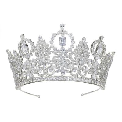 Luxury Crystal Tiara Crown for Women - Sparkling Cubic Zirconia Bridal Headpiece for Wedding, Prom, Pageant, Quinceanera - Silver Princess Hair Accessories for Bride