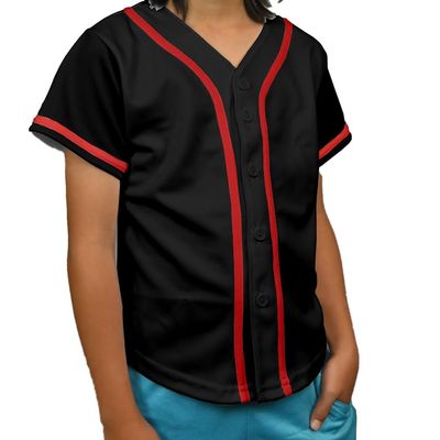 DIGITMON Kids Baseball Jersey Button Down Premium Hip Hop T Shirts Uniform Black Red for 10y Toddlers