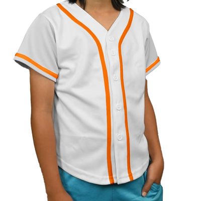 DIGITMON Kids Baseball Jersey Button Down Premium Hip Hop T Shirts Uniform White Orange for 10y Toddlers
