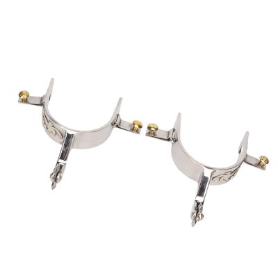 Zerodis 2Pcs Horse Spurs Stainless Steel Western Cowboys Spurs with Rotating Gear for Equestrian Enthusiastic Simple Riding with Rotatable Spur Plated Wholesale All Around Walking