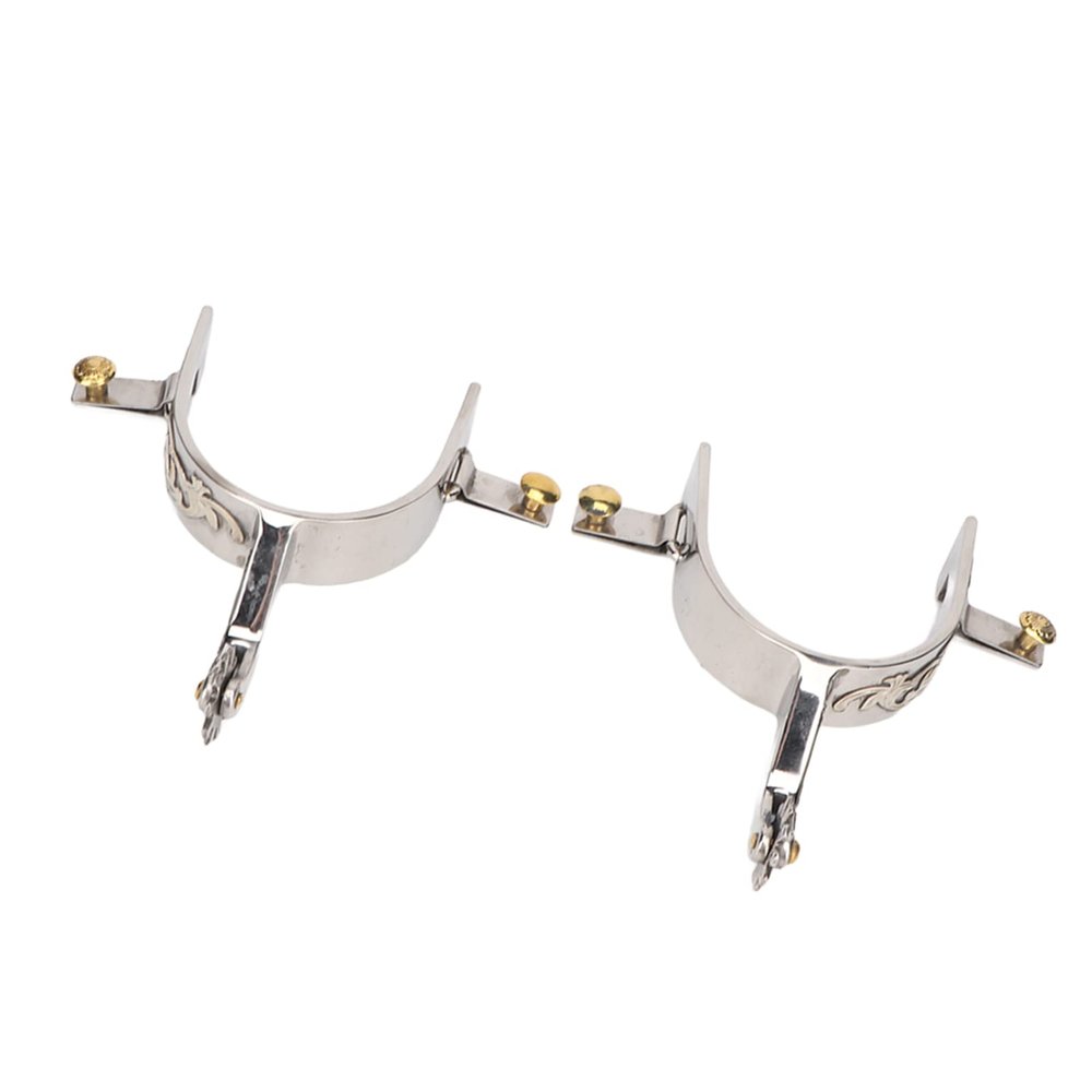 Zerodis 2Pcs Horse Spurs Stainless Steel Western Cowboys Spurs with Rotating Gear for Equestrian Enthusiastic Simple Riding with Rotatable Spur Plated Wholesale All Around Walking
