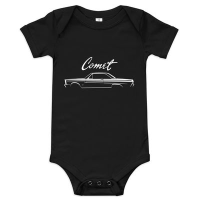1965 Mercury Comet Cyclone Antique Classic Car Automotive Nostalgia Baby Onesie Short Sleeve one Piece Black