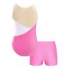CHICTRY Girls' Floral Embroidered Mesh Tank Leotards and Shorts Set for Gymnastics Dance Tumbling Pink 4 Years view 2
