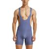 dPois Mens Wrestling Singlet Sleeveless Sport Jumpsuit Bodysuit Gym Fitness Workout Running Weightlifting Blue Grey Large view 2