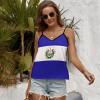 Adugen Origei Women's Blue Sleeveless Modern Lace Crop Tank Top for Yoga, Sports & Exercise - Large view 2