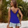 Adugen Origei Women's Blue Sleeveless Modern Lace Crop Tank Top for Yoga, Sports & Exercise - Large view 3