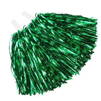 Hooshing 12PCS Green Pom Poms Cheerleading Fluffy Metallic Pompoms with Baton Handle for Dancing Sports Party Cheerleading Squads