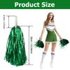 Hooshing 12PCS Green Pom Poms Cheerleading Fluffy Metallic Pompoms with Baton Handle for Dancing Sports Party Cheerleading Squads view 3