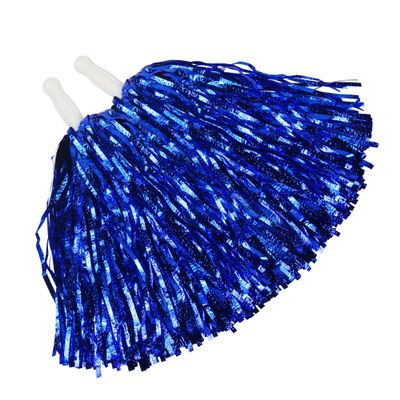 Hooshing 12PCS Blue Pom Poms Cheerleading Fluffy Metallic Foil Pom Poms with Baton Handle for Dancing Sports Party Cheerleading Squads