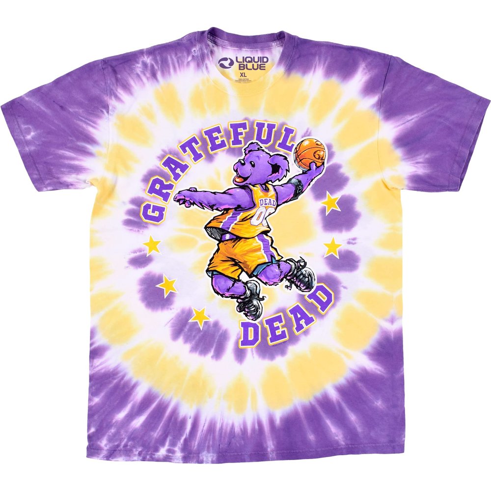 Liquid Blue Men's Standard Grateful Dead Hoops Basketball Dancing Bear, Tie Dye