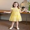 AGQT Flower Girls Ruffle Dress Loose Fit Swiss Dots Flowy Pleated Dress Summer Tunic Birthday Chiffon Dress Light Yellow Size 2-3T view 3