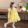 AGQT Flower Girls Ruffle Dress Loose Fit Swiss Dots Flowy Pleated Dress Summer Tunic Birthday Chiffon Dress Light Yellow Size 2-3T view 4
