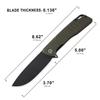 Petrified fish PFB02 Loco Pocket Knife, 3.70" D2 Satin Blade Camping Knife, 5.29oz G10 Handle Flipper Liner lock Folding knife for EDC (Green Black Stonewashed) view 3