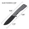 Petrified fish PFB02 Loco Pocket Knife, 3.70" D2 Satin Blade Camping Knife, 5.29oz G10 Handle Flipper Liner lock Folding knife for EDC (Gray Black Stonewashed) view 3