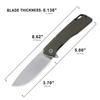Petrified fish PFB02 Loco Pocket Knife, 3.70" D2 Satin Blade Camping Knife, 5.29oz G10 Handle Flipper Liner lock Folding knife for EDC (Green Satin) view 3