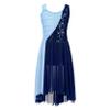 Loyan Kids Girl's Irregular High-Low Skirt Hollow Back Gymnastics Leotard Dancing Costume Lyrical Dance Dress Navy Blue B 8 Years view 2