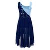 Loyan Kids Girl's Irregular High-Low Skirt Hollow Back Gymnastics Leotard Dancing Costume Lyrical Dance Dress Navy Blue B 8 Years view 3
