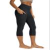 ODODOS Women's High Waisted Yoga Capris with Pockets,Tummy Control Non See Through Workout Sports Running Capri Leggings, Emboss Wave Black, Small view 1