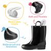 HISEA Kids Rain Boots for Toddler Boys Girls, Waterproof Rubber Boots with Easy-On Handles, Seamless PVC Rainboots Lightweight Mud Shoes for Water Beach Outdoor Playing, Size 6T Black view 3