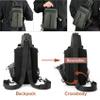 Anti Theft Crossbody Backpack Shoulder Sling Bag for Men Women Lightweight One Strap Motorcycle Messenger Bag Daypack for Cycling Hiking Walking Outdoor Sports Travel with USB Charger Port Army Green view 2