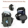 Anti Theft Crossbody Backpack Shoulder Sling Bag for Men Women Lightweight One Strap Motorcycle Messenger Bag Daypack for Cycling Hiking Walking Outdoor Sports Travel with USB Charger Port Army Green view 3