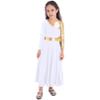 Agoky Girls Metallic Praise Dance Dress Long Sleeve Liturgical Worship Full Length Church Robe Lyrical Dancewear Costume White C 12 Years view 1