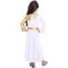Agoky Girls Metallic Praise Dance Dress Long Sleeve Liturgical Worship Full Length Church Robe Lyrical Dancewear Costume White C 12 Years view 4