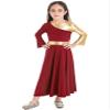 Agoky Girls Metallic Praise Dance Dress Long Sleeve Liturgical Worship Full Length Church Robe Lyrical Dancewear Costume Red C 8 Years view 2