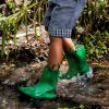 HISEA Kids Rain Boots for Toddler Boys Girls, Waterproof Rubber Boots with Easy-On Handles, Seamless PVC Rainboots Lightweight Mud Shoes for Water Beach Outdoor Playing, Size 6T Green view 2