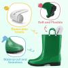 HISEA Kids Rain Boots for Toddler Boys Girls, Waterproof Rubber Boots with Easy-On Handles, Seamless PVC Rainboots Lightweight Mud Shoes for Water Beach Outdoor Playing, Size 6T Green view 3