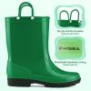 HISEA Kids Rain Boots for Toddler Boys Girls, Waterproof Rubber Boots with Easy-On Handles, Seamless PVC Rainboots Lightweight Mud Shoes for Water Beach Outdoor Playing, Size 6T Green view 4
