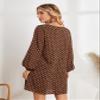 2022 Women's Dresses Polka Dot Lantern Sleeve Dress Women's Dresses (Color : Coffee Brown, Size : X-Small) view 2