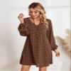 2022 Women's Dresses Polka Dot Lantern Sleeve Dress Women's Dresses (Color : Coffee Brown, Size : X-Small) view 4