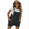 Fiona Jolin Women's Summer Cotton Linen Short Overalls Casual Bib Overall Shorts Rompers with Pockets (DarkGrey-XXL) view 1