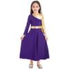 Agoky Girls Metallic Praise Dance Dress Long Sleeve Liturgical Worship Full Length Church Robe Lyrical Dancewear Costume Purple C 4 Years view 1