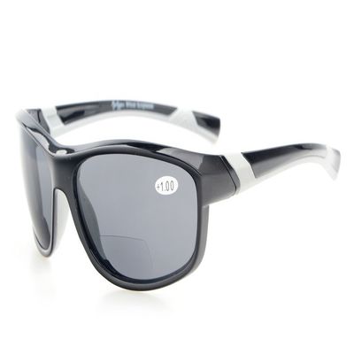 Eyekepper Sports Bifocal Sunglasses TR90 Unbreakable Outdoor Readers Black Frame Grey Lens +2.0