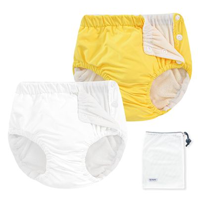 EZ Moms 2 Packs Reusable Swim Diapers Toddler Baby Swim Diaper Size 1 Washable Snap Pool Swimming Diaper 12-18 Months Soft Waterproof Diapers for Swimming Lessons Boys and Girls with a Laundry Bag
