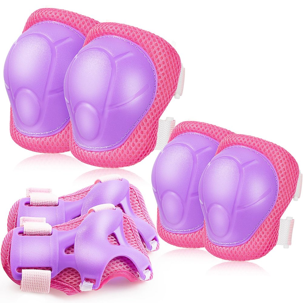 BOSONER Basic Kids Protective Gear: Kids Knee Pads and Elbow Pads with Wrist Guards Set for 3-15 Years - Design for Roller Skates, Cycling, BMX Bike, Skateboard, Inline Skating, Scooter Riding Sports