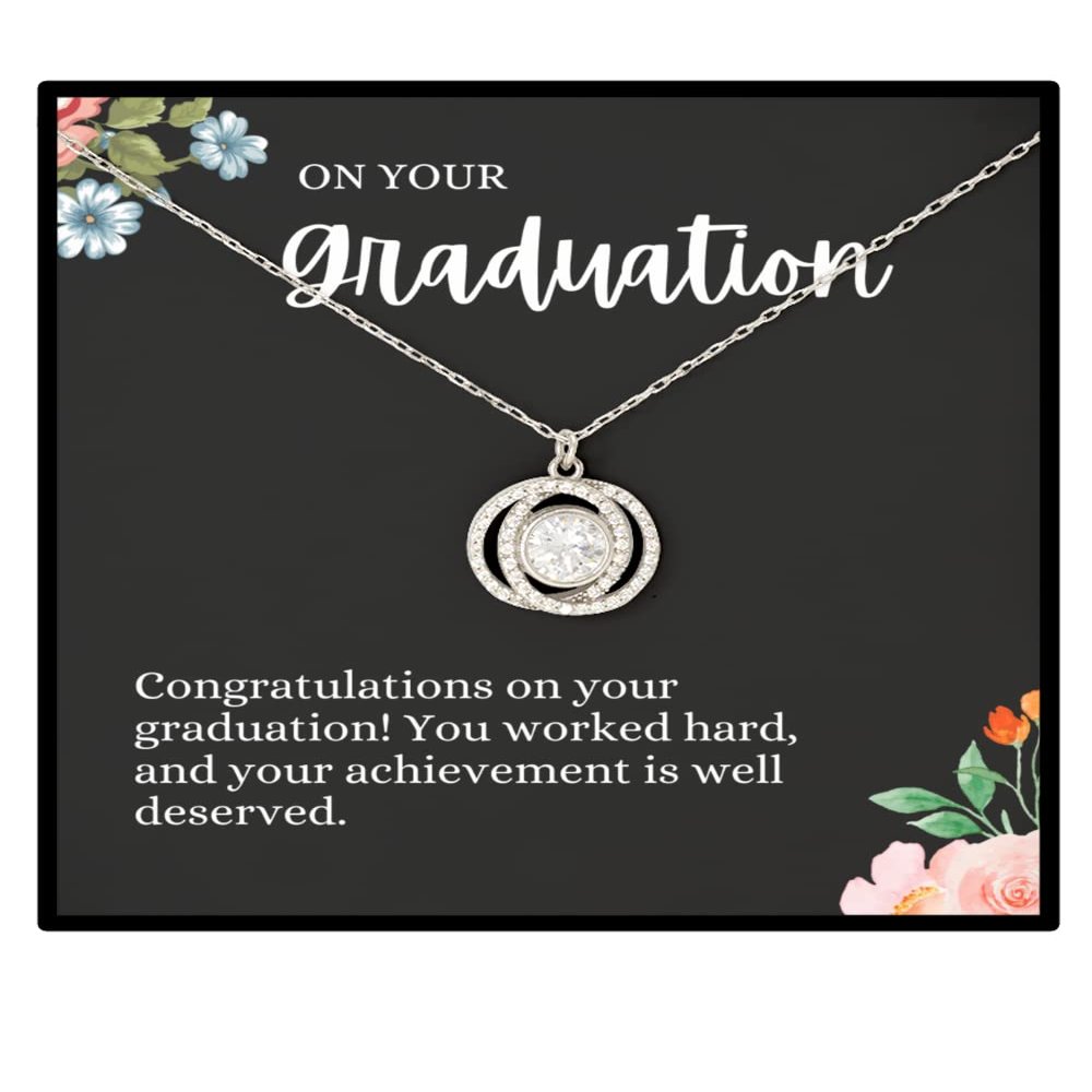 Double Crystal Circle Necklace Graduation Gifts, Graduation Gifts for Her, Graduation Gifts for Girls, Graduation Gifts for Her College, Graduation
