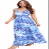 Chaos World Hawaiian Dresses for Women Boho Maxi Dress V-Neck Floral Summer Dress Beach Spaghetti Strap(Large,Blue) view 2