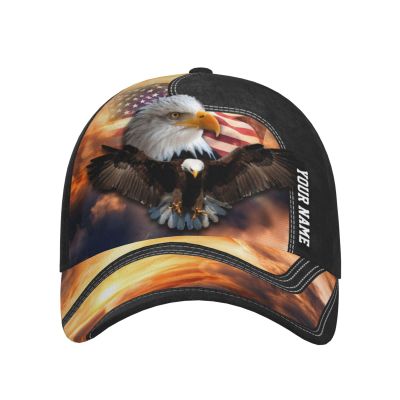 American Flag Eagle Cap Hats for Men Women Custom Text Name Personalized Adjustable Running Caps Patriotic Hat Printing Baseball Cap