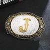 HUABOLA CALYN 2 Pieces Belt Buckle Bolo tie Set Golden Initial Letter ABCDMJR to Y Western Cowboy Costume Accessory for Men Women (J) view 2