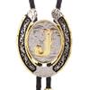HUABOLA CALYN 2 Pieces Belt Buckle Bolo tie Set Golden Initial Letter ABCDMJR to Y Western Cowboy Costume Accessory for Men Women (J) view 4