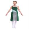 Shinsto Kids Girls Lyrical Dance Dress Sleeveless Color Block Chiffon Leotard Dresses Modern Contemporary Costumes Green 12 Years view 1