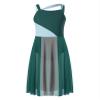 Shinsto Kids Girls Lyrical Dance Dress Sleeveless Color Block Chiffon Leotard Dresses Modern Contemporary Costumes Green 12 Years view 3