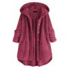 Akivide Button Up Fuzzy Fleece Sherpa Hooded Jacket Coat Winter Warm Long Sleeve Jacket with Pockets for Women