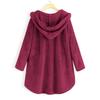 Akivide Button Up Fuzzy Fleece Sherpa Hooded Jacket Coat Winter Warm Long Sleeve Jacket with Pockets for Women view 2