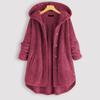 Akivide Button Up Fuzzy Fleece Sherpa Hooded Jacket Coat Winter Warm Long Sleeve Jacket with Pockets for Women view 3